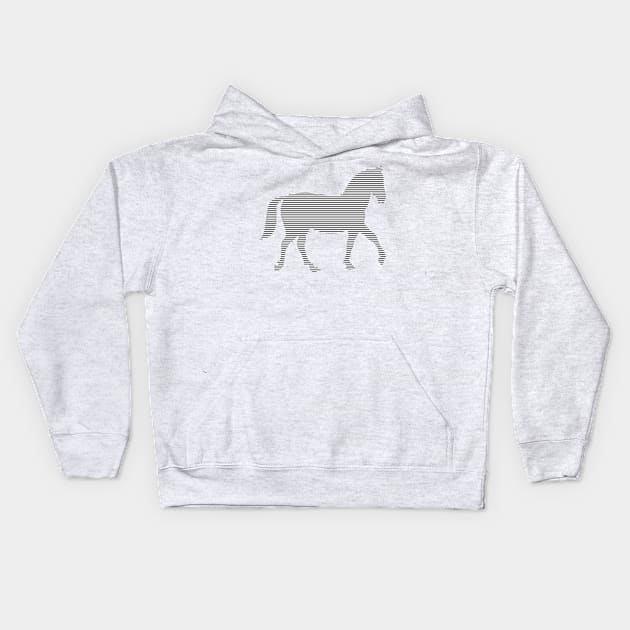 Horse - strips - gray and white. Kids Hoodie by kerens